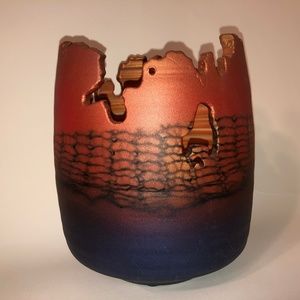 *SOLD*Tom Krueger Copper & Purple Raku Art Pottery